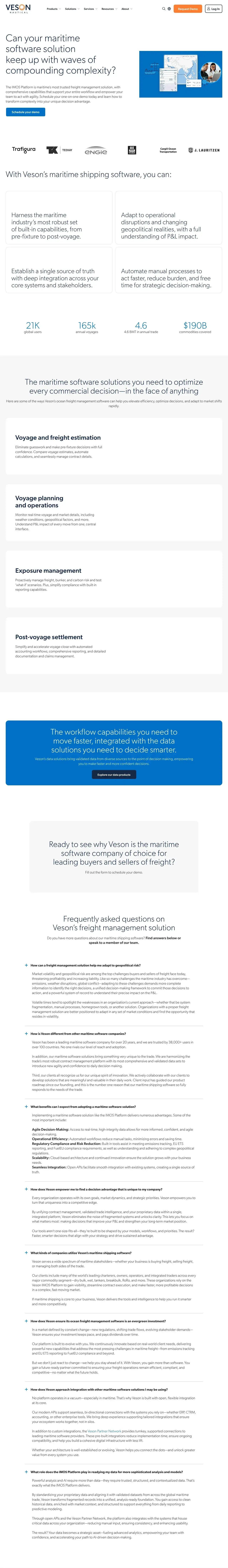 Screenshot von Veson IMOS Platform