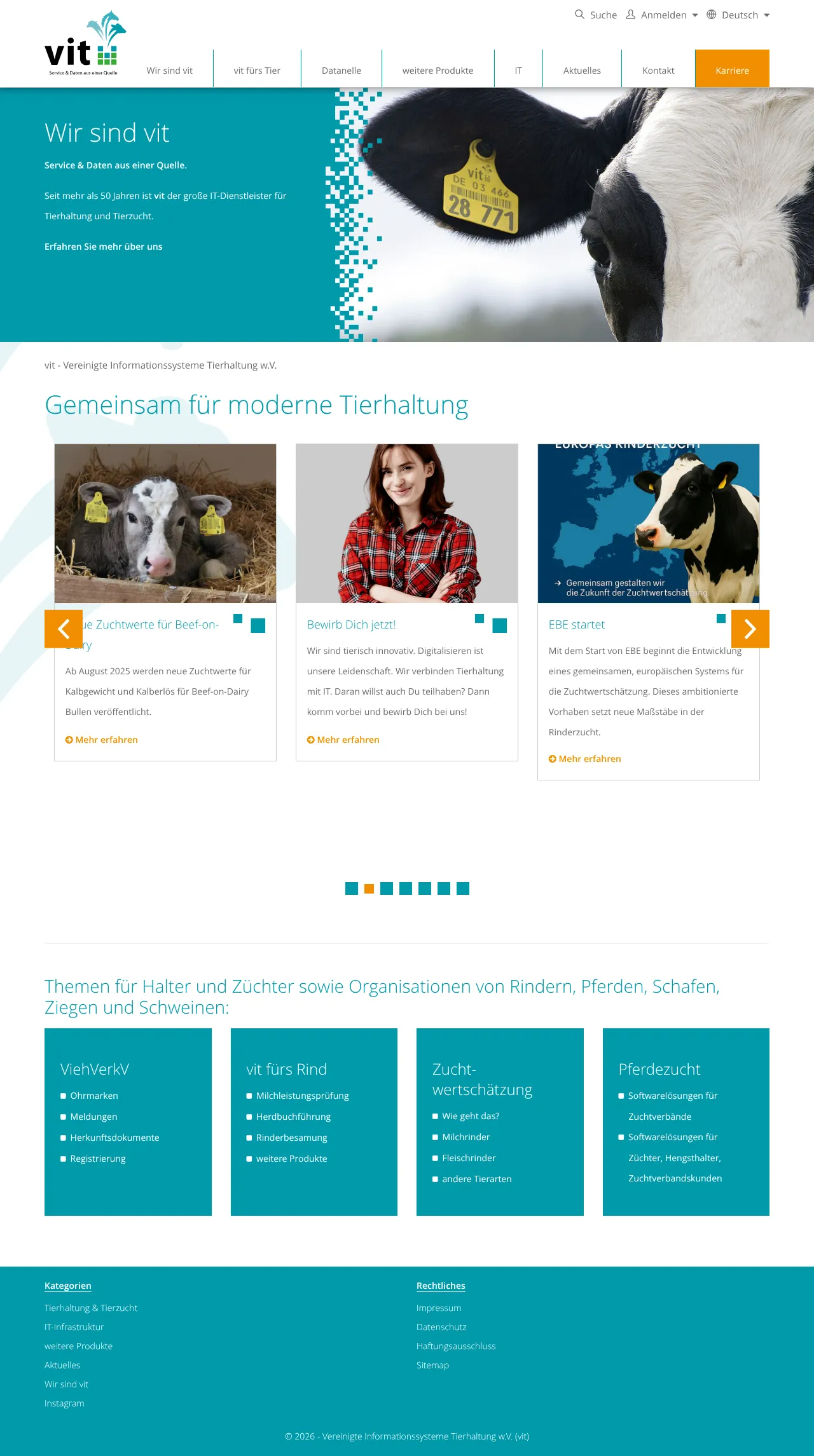 Screenshot von vit - Vereinigte Informationssysteme Tierhaltung