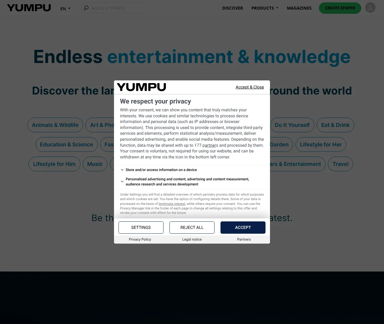 Screenshot von YUMPU